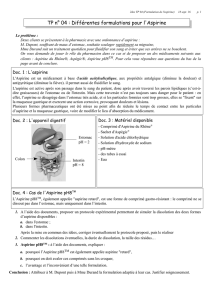 TP n° 04 : Différentes formulations pour l`Aspirine