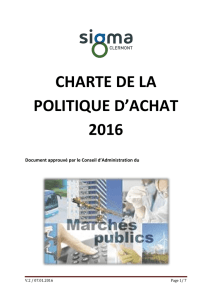 La charte des achats publics de SIGMA Clermont