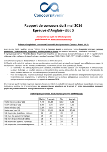 Rapport de concours du 8 mai 2016 Epreuve d`Anglais– Bac S