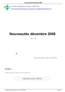 Nouveautés décembre 2008 - Collège Stanislas Limousin