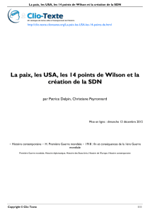 La paix, les USA, les 14 points de Wilson et la création de la SDN
