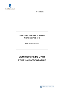 QCM 2015 Histoire de l`art et de la photographie