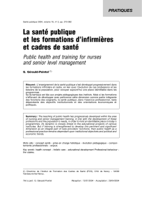 La santé publique et les formations d`infirmières et cadres de santé