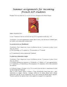 Summer assignments for incoming French ILP