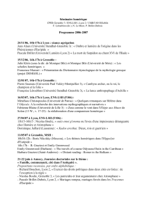 Séminaire homérique Programme 2006-2007 24/11/06, 14h