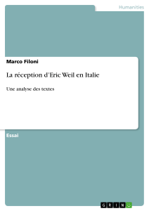 La réception d Eric Weil en Italie, Philosophie