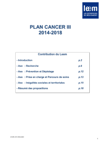 Contribution du Leem au Plan Cancer 2014-2018