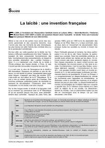 La laïcité : une invention française