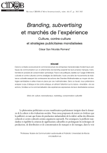 Branding, subvertising et marchés de l`expérience