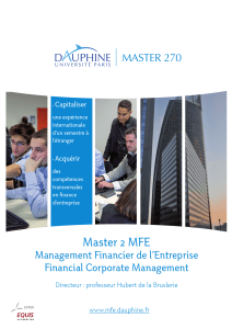 Master 2 MFE - parcours Management financier de l`entreprise