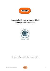 Communication sur le progrès 2014 de Bouygues Construction