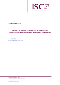 CRISC n°2012/10 Influence de la culture nationale et de