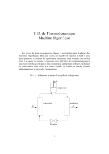 T. D. de Thermodynamique Machine frigorifique