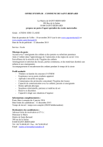 Offre emploi 2015 ATSEM - Saint-Bernard