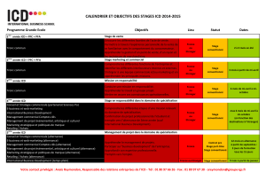 CALENDRIER ET OBJECTIFS DES STAGES ICD 2014-2015