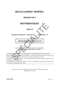 Sujet du bac S - Mathématiques Spécialité 2011