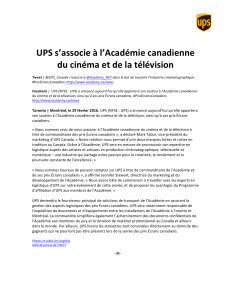 UPS s`associe à l`Académie canadienne du cinéma et de la télévision