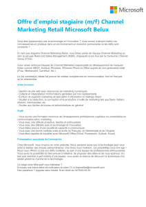 Offre d`emploi stagiaire (m/f) Channel Marketing Retail Microsoft Belux