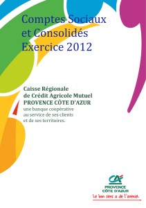 plaquette 2012 - Crédit Agricole Provence Côte d`Azur