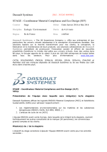 Dassault Systèmes STAGE - Coordinateur Material Compliance and