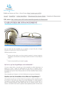Garanties de financement - Notaires de Paris - Ile-de
