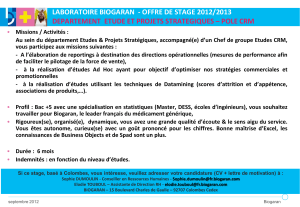 laboratoire biogaran - offre de stage 2012/2013 departement etude