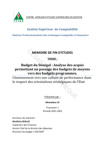 Budget du Sénégal - Bibliothèque du CESAG