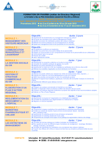 Programme FORMATION DR PHARMA 2012 GEMS B2consultants