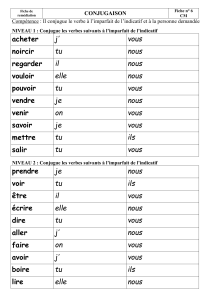 NIVEAU 1 : Conjugue les verbes suivants à l`imparfait de l`indicatif