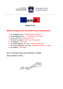 2017 / 1 er trimestre What is required for the final French