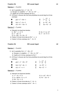 Page 1 Première ES IE2 second degré S1 1 Exercice 1 : (3 points) 1