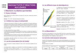 1. Réactions nucléaires spontanées CH10 CH16