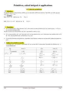 Primitives calcul integral et applicationsx