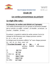 Grade (4) Les verbes pronominaux au présent La règle (the rule) :