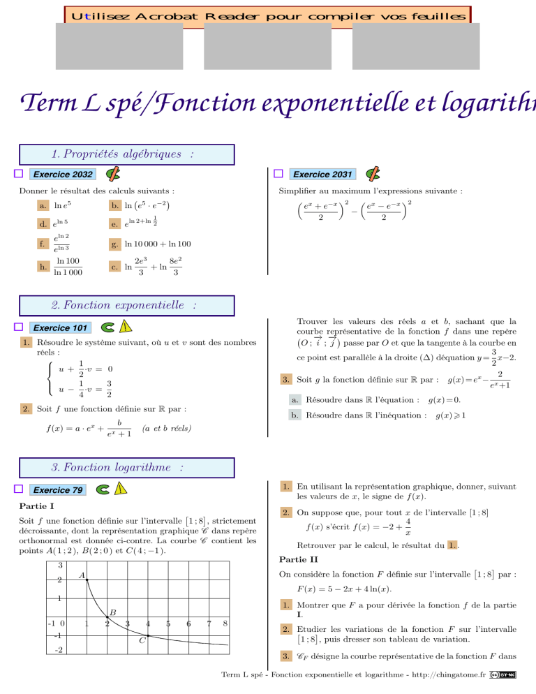 Fonction Exponentielle Et Logarithme