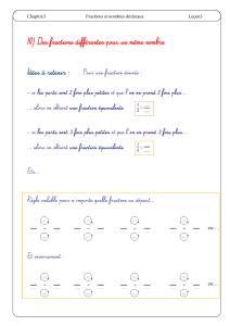 Chapitre3 Fractions et nombres décimaux Leçon3 III) Des fractions