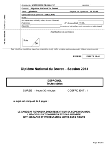 Diplôme National du Brevet – Session 2014