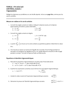PCMF4S – Pré calcul 40S CONTRÔLE, module 2 Trigonométrie