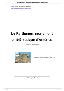 Le Parthénon, monument emblèmatique d`Athènes