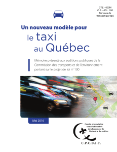 le taxi au Québec - Assemblée nationale du Québec