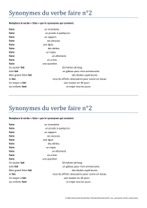Synonymes du verbe faire n°2 Synonymes du verbe