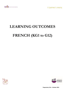 LEARNING OUTCOMES FRENCH (KG1 to G12)
