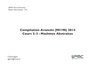 Compilation Avancée (MI190) 2014 Cours 2