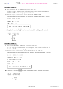 exercices de mathématiques 3ème PGCD