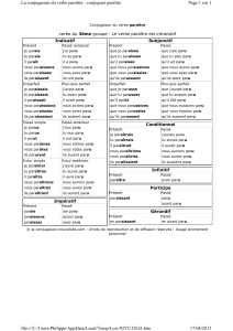 Page 1 sur 1 La conjugaison du verbe paraître