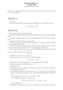 Devoir Libre n 7 Math PSI Exercice 1 Exercice 2