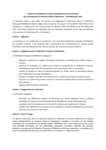 Charte de la Fédération Française d Athlétisme et du volontaire des