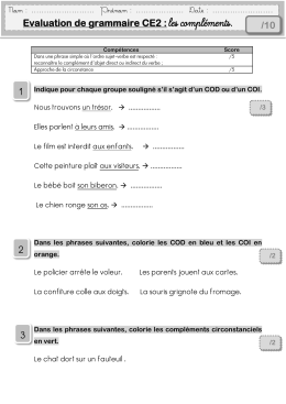 Grammaire CM2 - Leçon - COD - COI - Dys
