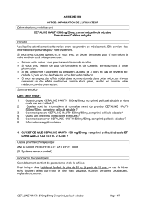 ANNEXE III Notice Cefaline Hauth comprimé suite accord ANSM