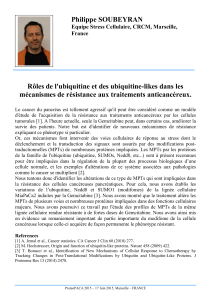 Philippe SOUBEYRAN Rôles de l`ubiquitine et des ubiquitine